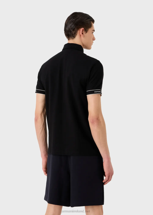 Men 086V1533 Jersey Polo Shirt With Placed Jacquard Logo Armani Black