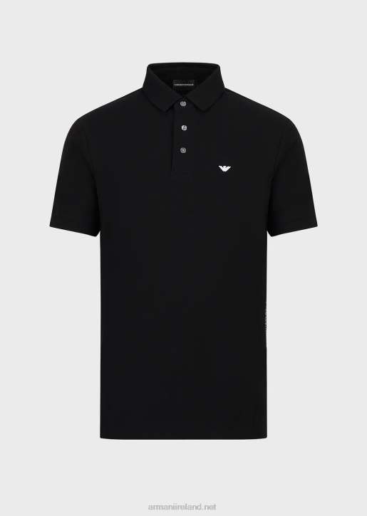 Men 086V1534 Jersey Polo Shirt With Placed Jacquard Logo Armani Black Logo