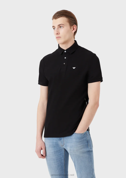 Men 086V1534 Jersey Polo Shirt With Placed Jacquard Logo Armani Black Logo