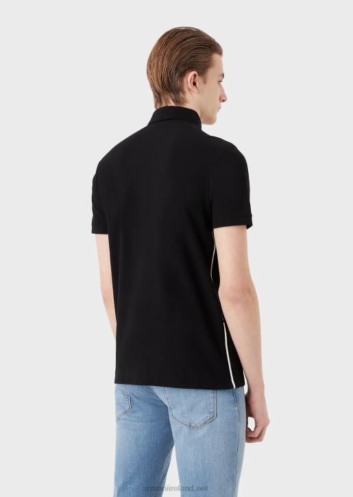 Men 086V1534 Jersey Polo Shirt With Placed Jacquard Logo Armani Black Logo