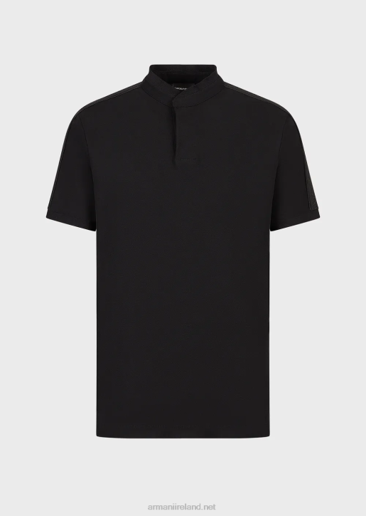Men 086V1535 Jersey Polo Shirt With Guru Collar And Logo Tape Armani Black