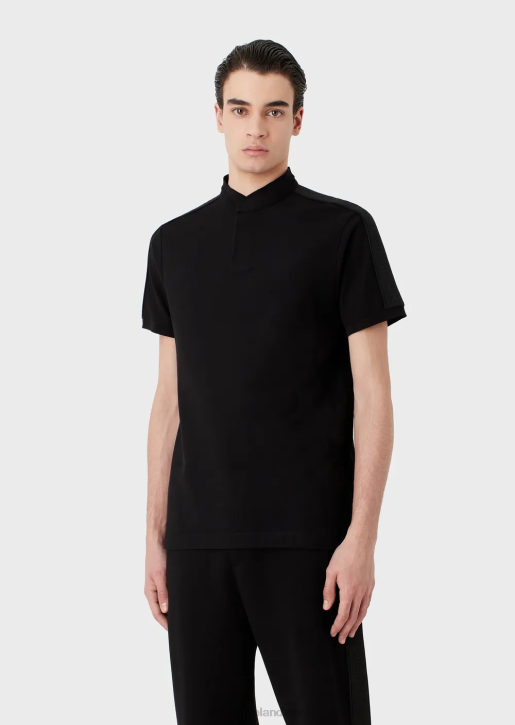 Men 086V1535 Jersey Polo Shirt With Guru Collar And Logo Tape Armani Black