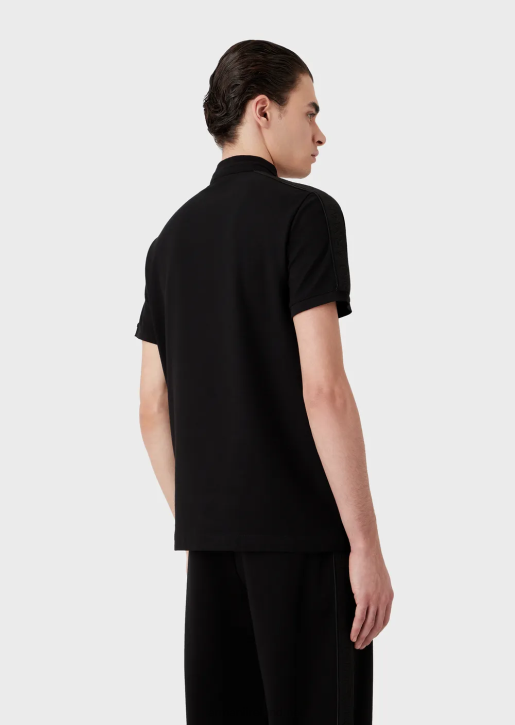 Men 086V1535 Jersey Polo Shirt With Guru Collar And Logo Tape Armani Black