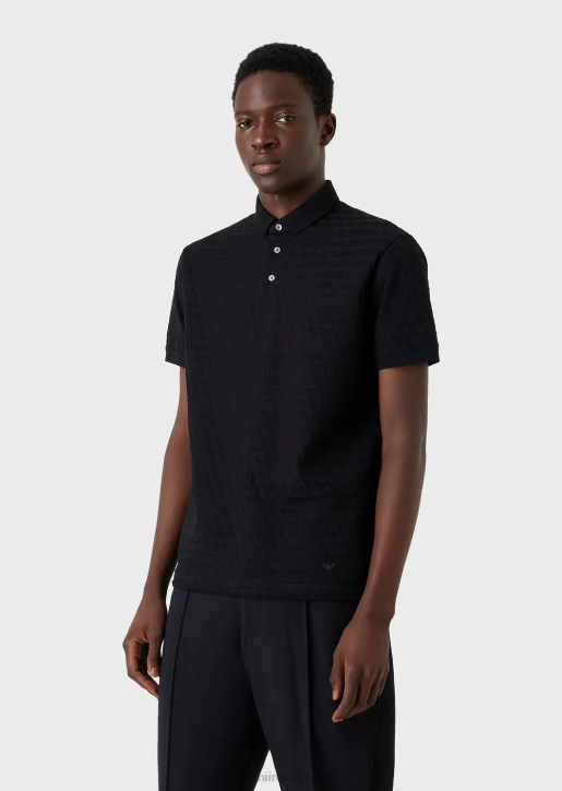 Men 086V1536 Jersey Polo Shirt With Geometric Jacquard Motif Armani Navy Blue