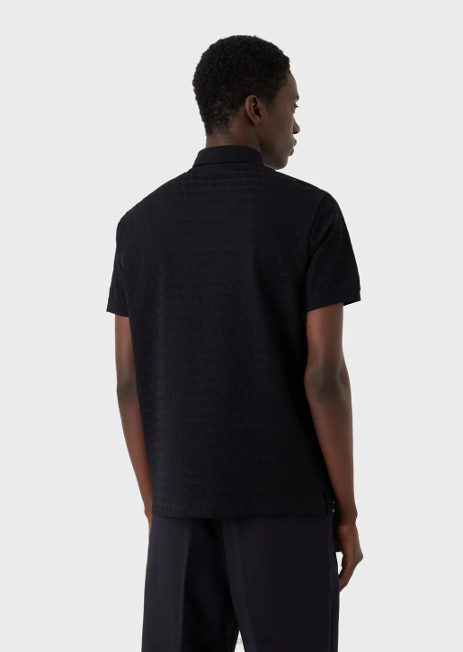 Men 086V1536 Jersey Polo Shirt With Geometric Jacquard Motif Armani Navy Blue