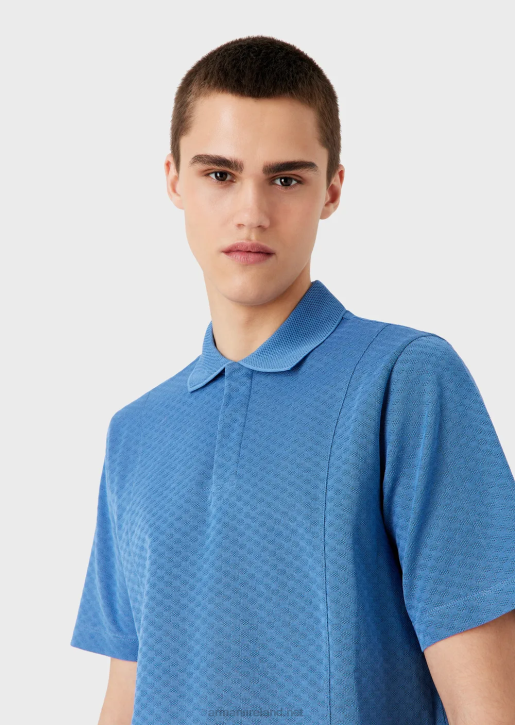 Men 086V1539 Jacquard-Knit Polo Shirt With Micro Pattern Armani Azure