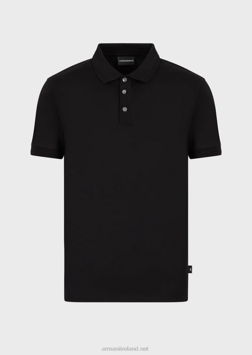Men 086V1540 Slim-Fit Polo Shirt With Contrasting Trim Armani Black
