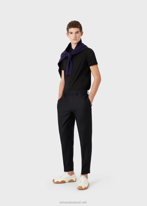 Men 086V1540 Slim-Fit Polo Shirt With Contrasting Trim Armani Black