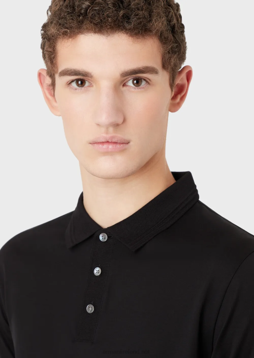 Men 086V1540 Slim-Fit Polo Shirt With Contrasting Trim Armani Black
