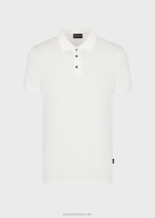 Men 086V1541 Slim-Fit Polo Shirt With Contrasting Trim Armani White