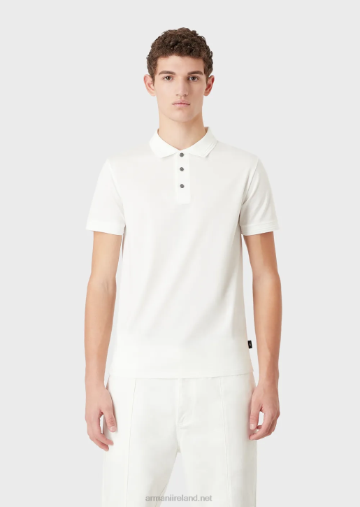 Men 086V1541 Slim-Fit Polo Shirt With Contrasting Trim Armani White