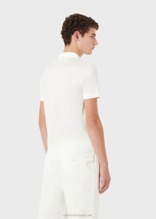 Men 086V1541 Slim-Fit Polo Shirt With Contrasting Trim Armani White