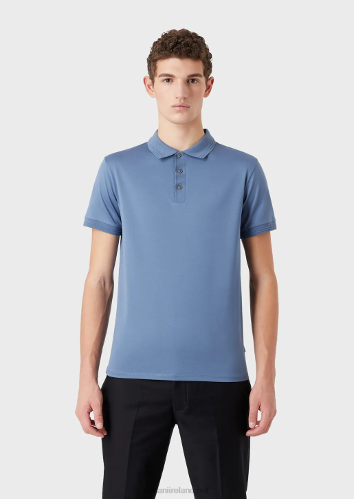 Men 086V1542 Slim-Fit Polo Shirt With Contrasting Trim Armani Blue