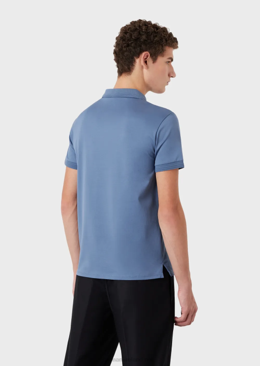 Men 086V1542 Slim-Fit Polo Shirt With Contrasting Trim Armani Blue