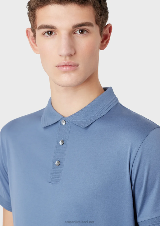 Men 086V1542 Slim-Fit Polo Shirt With Contrasting Trim Armani Blue