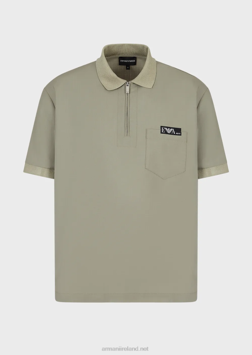Men 086V1543 Light Wool Polo Shirt With Partial Zip Armani Gray