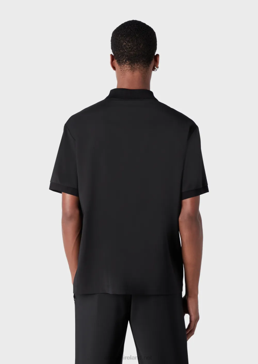 Men 086V1544 Light Wool Polo Shirt With Partial Zip Armani Black