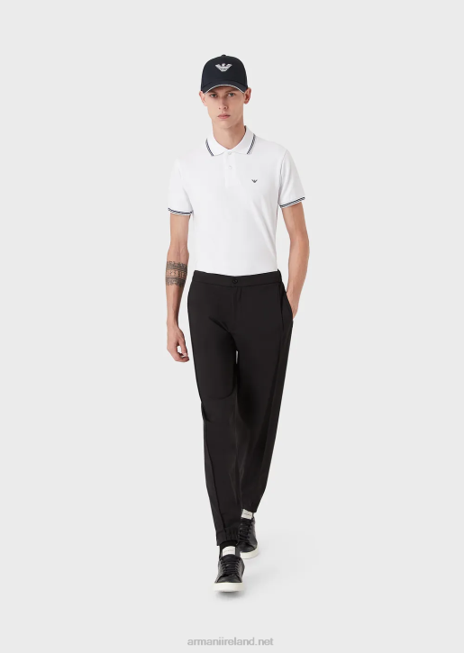 Men 086V1548 Stretch Pique Polo Shirt With Micro Eagle Armani White