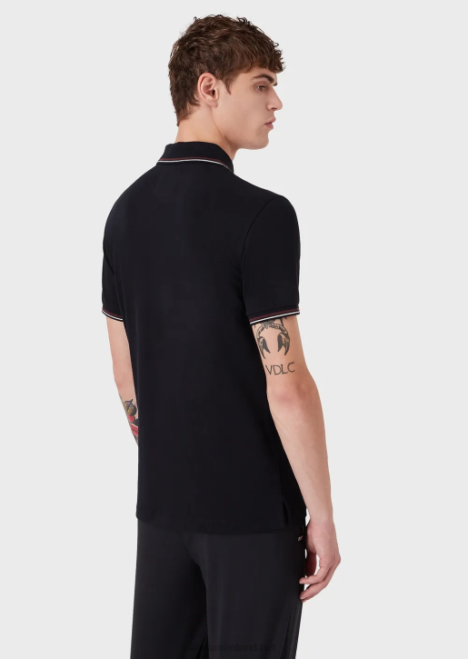 Men 086V1555 Stretch Pique Polo Shirt With Micro Eagle Armani Verde Scuro 1
