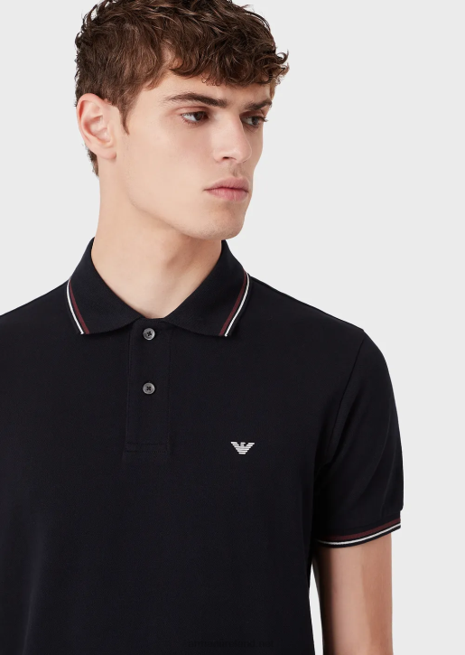 Men 086V1555 Stretch Pique Polo Shirt With Micro Eagle Armani Verde Scuro 1