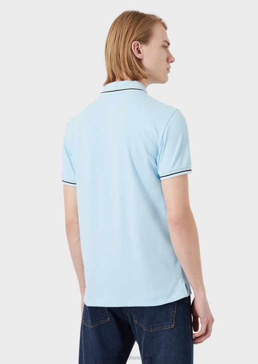 Men 086V1556 Stretch Pique Polo Shirt With Micro Eagle Armani Dark Gray