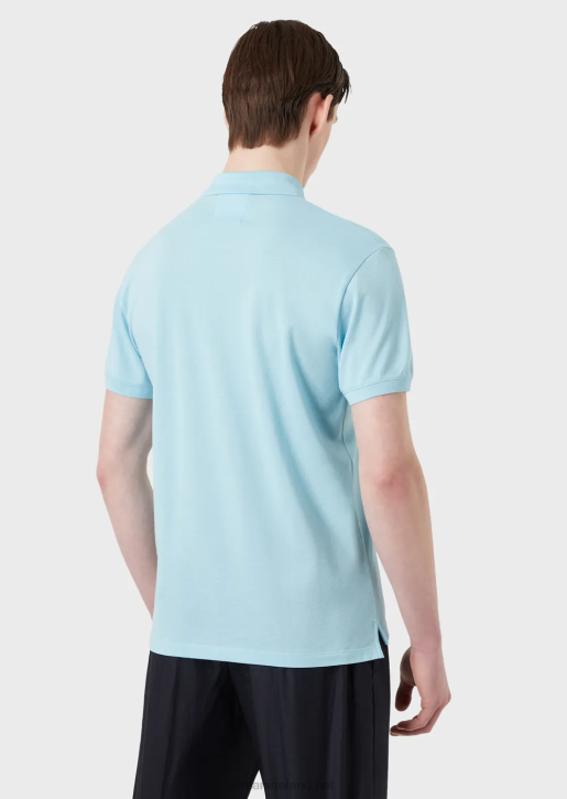 Men 086V1561 Mercerised Pique Polo Shirt With Micro Eagle Armani Azure