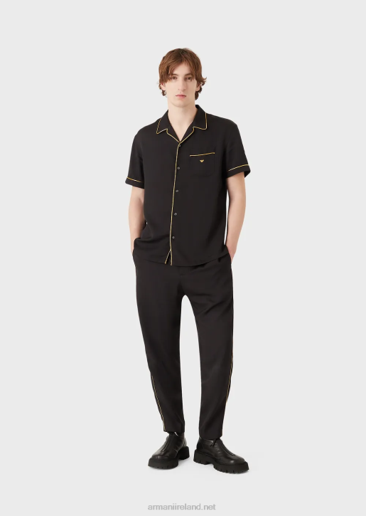 Men 086V1063 Viscose Shirt With Lapels And Gold Details Armani Black