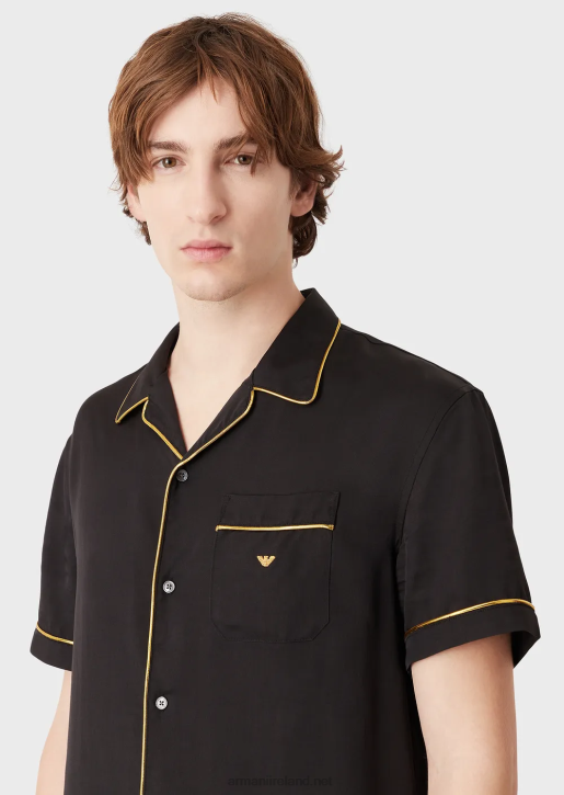 Men 086V1063 Viscose Shirt With Lapels And Gold Details Armani Black