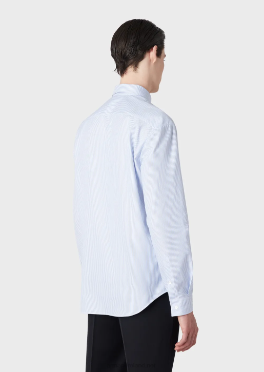 Men 086V1072 Oxford Cotton Shirt With Je Te Dirai Je T'Aime Embroidery Armani Azure