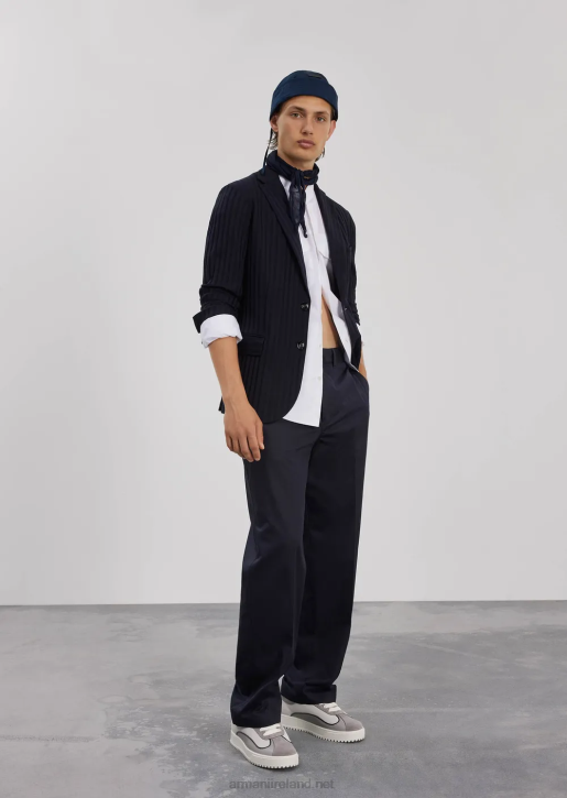 Men 086V1074 Pima Poplin Guru-Collar Shirt With Pockets Armani White