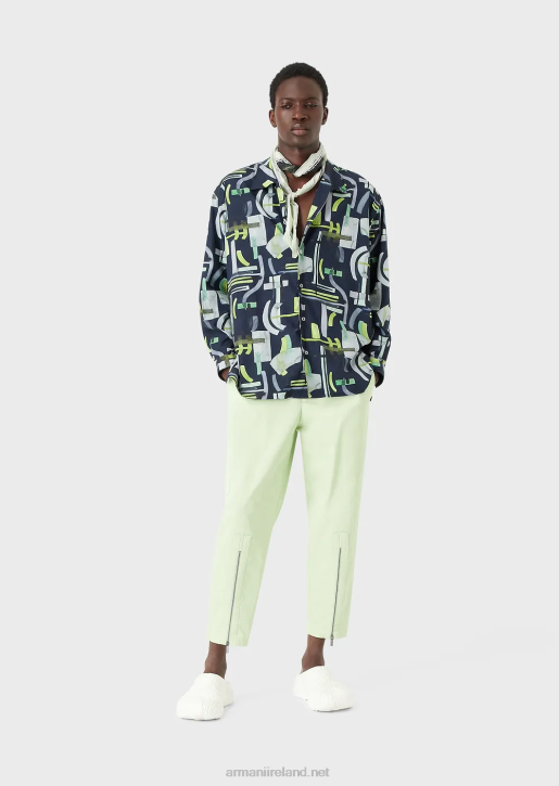Men 086V1090 All-Over Pattern Lyocell-Blend Shirt Armani Pattern