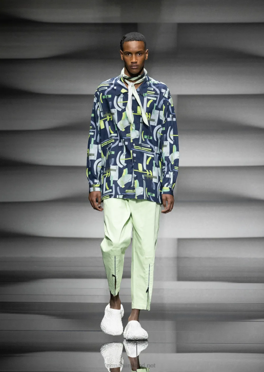 Men 086V1090 All-Over Pattern Lyocell-Blend Shirt Armani Pattern