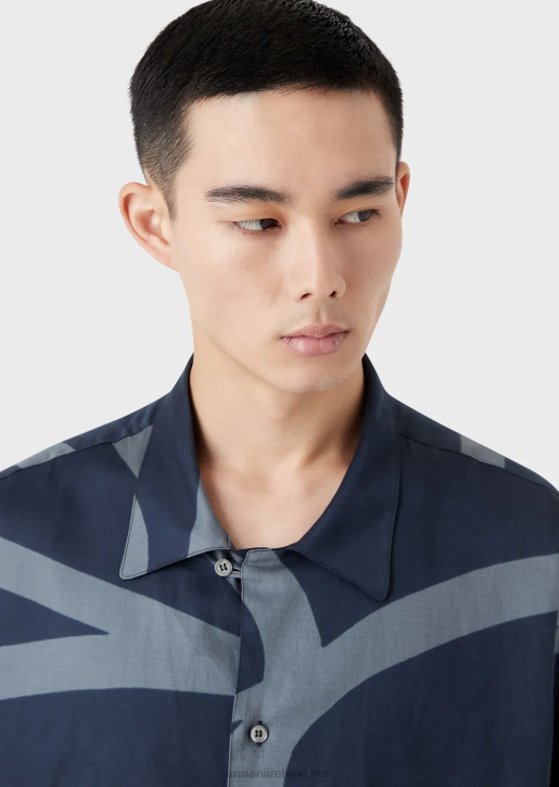 Men 086V1091 Cotton Shirt With All-Over Oversized Graphic Print Armani Pattern