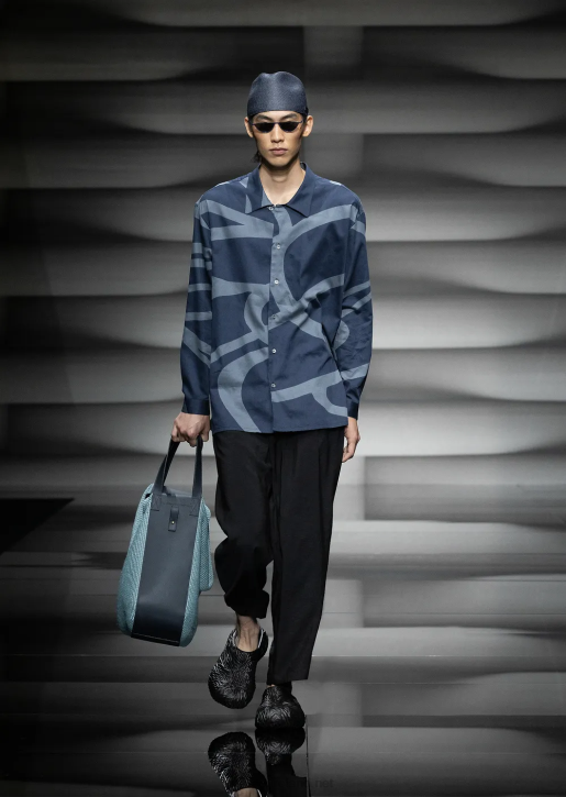 Men 086V1091 Cotton Shirt With All-Over Oversized Graphic Print Armani Pattern