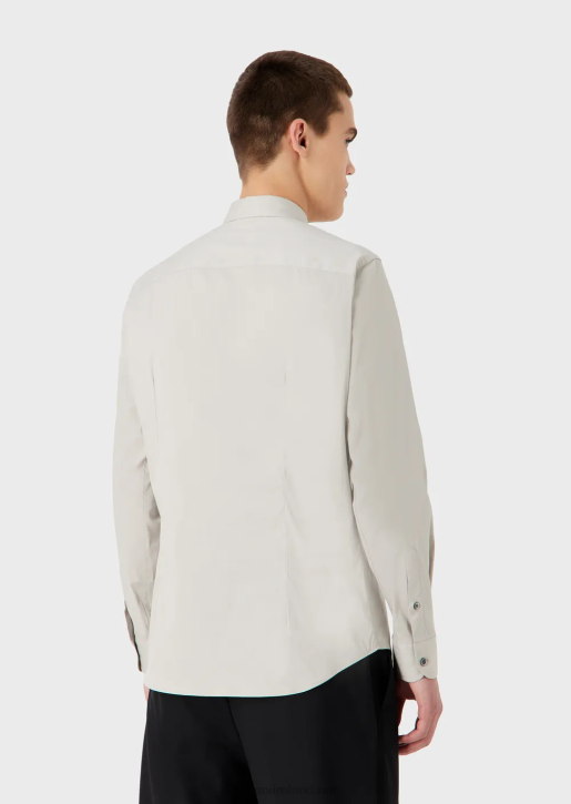 Men 086V1093 Stretch Technical Fabric Shirt Armani Gray