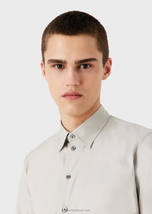 Men 086V1093 Stretch Technical Fabric Shirt Armani Gray