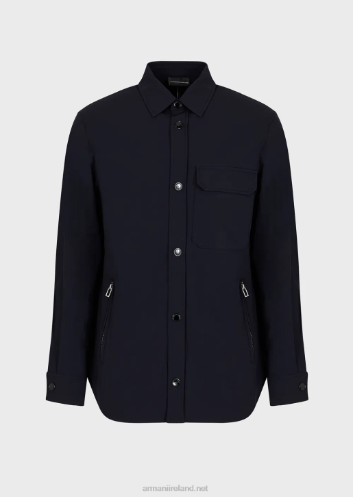 Men 086V1095 Two-Way Stretch Technical-Nylon Shirt With Pockets Armani Navy Blue