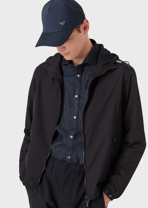Men 086V1106 Denim Shirt With Pocket And Micro Eagle Patch Armani Navy Blue