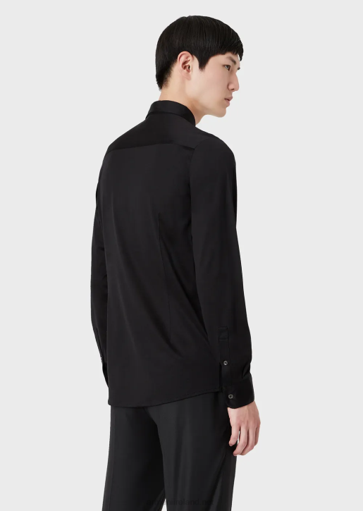 Men 086V1109 Tencel-Blend Jersey Shirt Armani Black