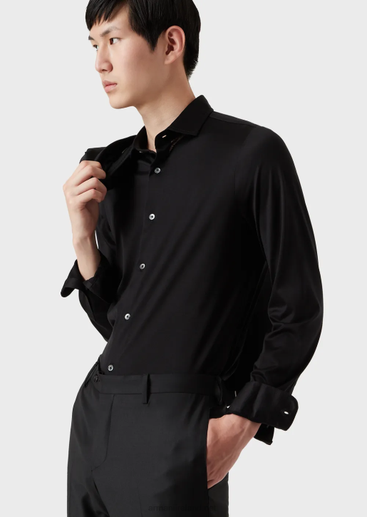 Men 086V1109 Tencel-Blend Jersey Shirt Armani Black