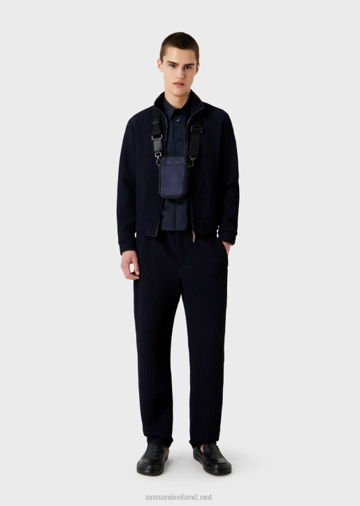 Men 086V1110 Asymmetric-Hem Shirt In Lightweight Cotton Satin Armani Navy Blue
