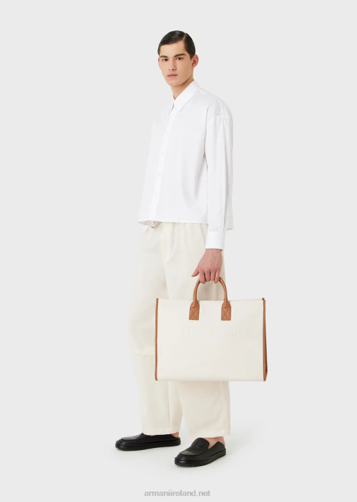 Men 086V1111 Asymmetric-Hem Shirt In Lightweight Cotton Satin Armani White