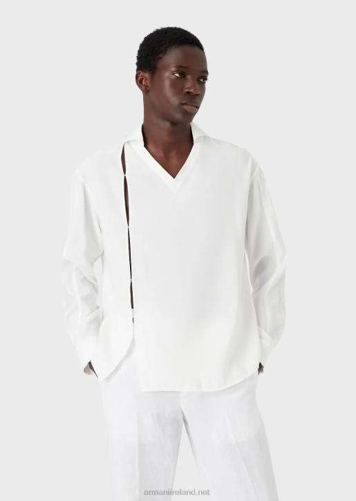 Men 086V1114 V-Neck Shirt In Soft Fabric Armani