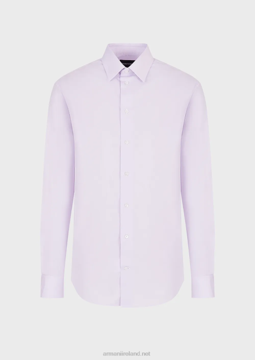 Men 086V1129 Modern-Fit, Stretch Poplin Shirt With Stiff Collar Armani Pink