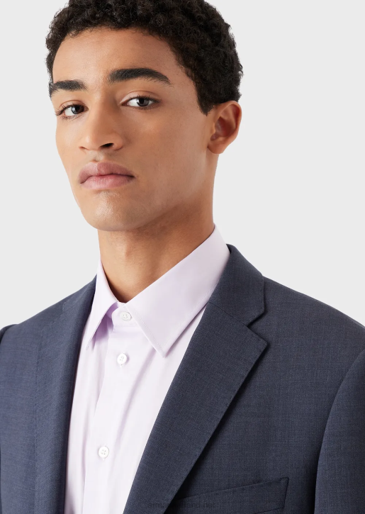 Men 086V1129 Modern-Fit, Stretch Poplin Shirt With Stiff Collar Armani Pink
