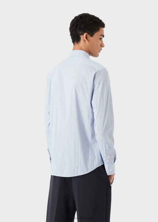 Men 086V1138 Stretch Cotton, Slim-Fit, Striped Shirt Armani Striped