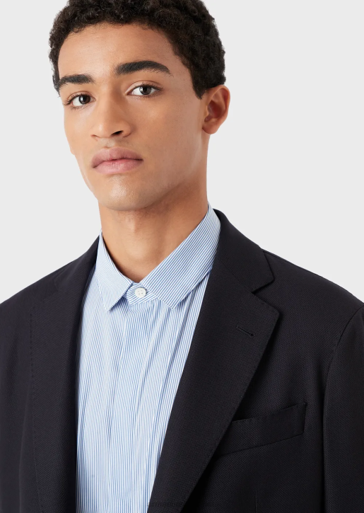 Men 086V1138 Stretch Cotton, Slim-Fit, Striped Shirt Armani Striped