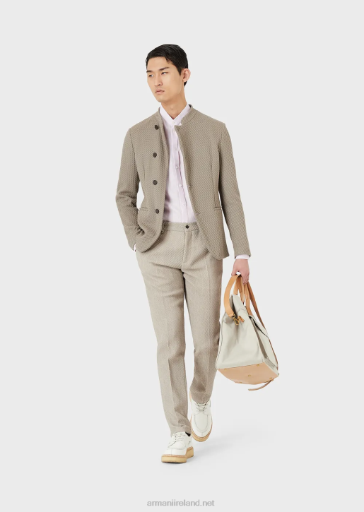 Men 086V1139 Modern-Fit, Linen Chambray, Guru-Collar Shirt Armani Pink