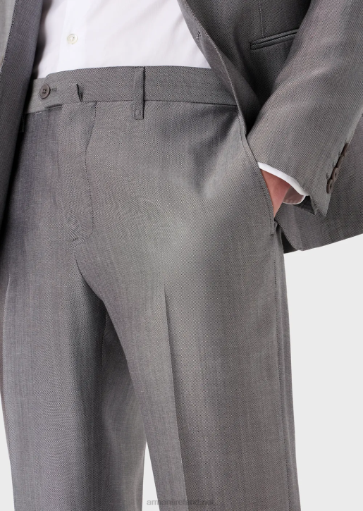 Men 086V1461 Modern-Fit Single-Breasted Suit In Micro-Pattern Eucalyptus Wool Blend Armani Gray