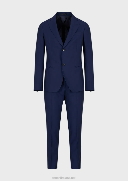 Men 086V1464 Modern-Fit Single-Breasted Suit In An Ultra-Light Virgin-Wool Blend Solaro Fabric Armani Blue